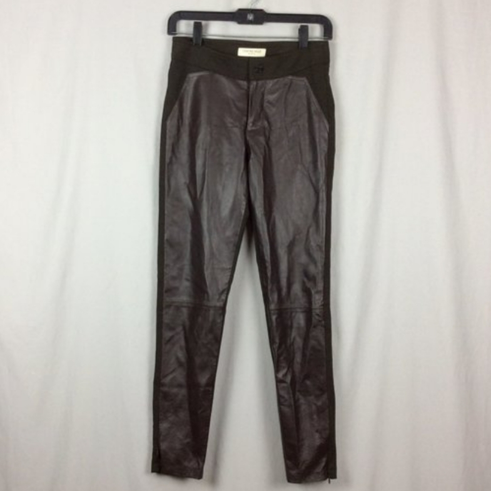 Leather Pants Skinny Centre Ville Paris Brown Casual Chic Edgy Dark Academia XS
